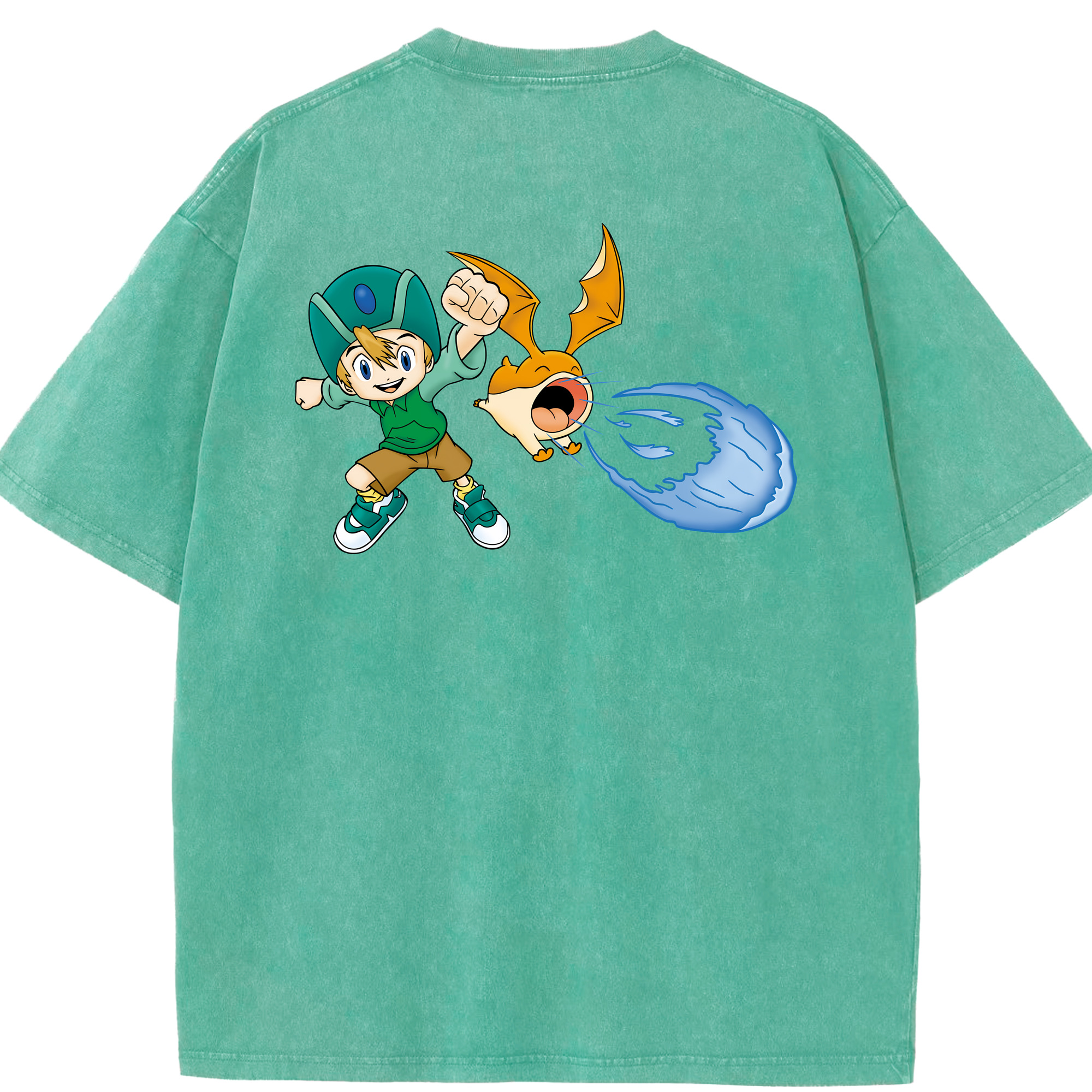 （画像用） Digimon デジタルモンスター/デジモン 綿100% ヴィンテージ風 半袖Tシャツ（背面プリント）